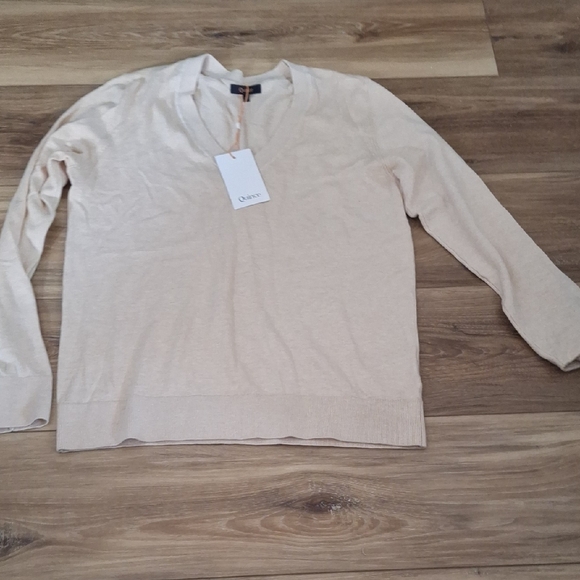 Quince FLAW Lightweight Cotton Cashmere V-Neck Sweater Heather Bone S NWT - Picture 2 of 4